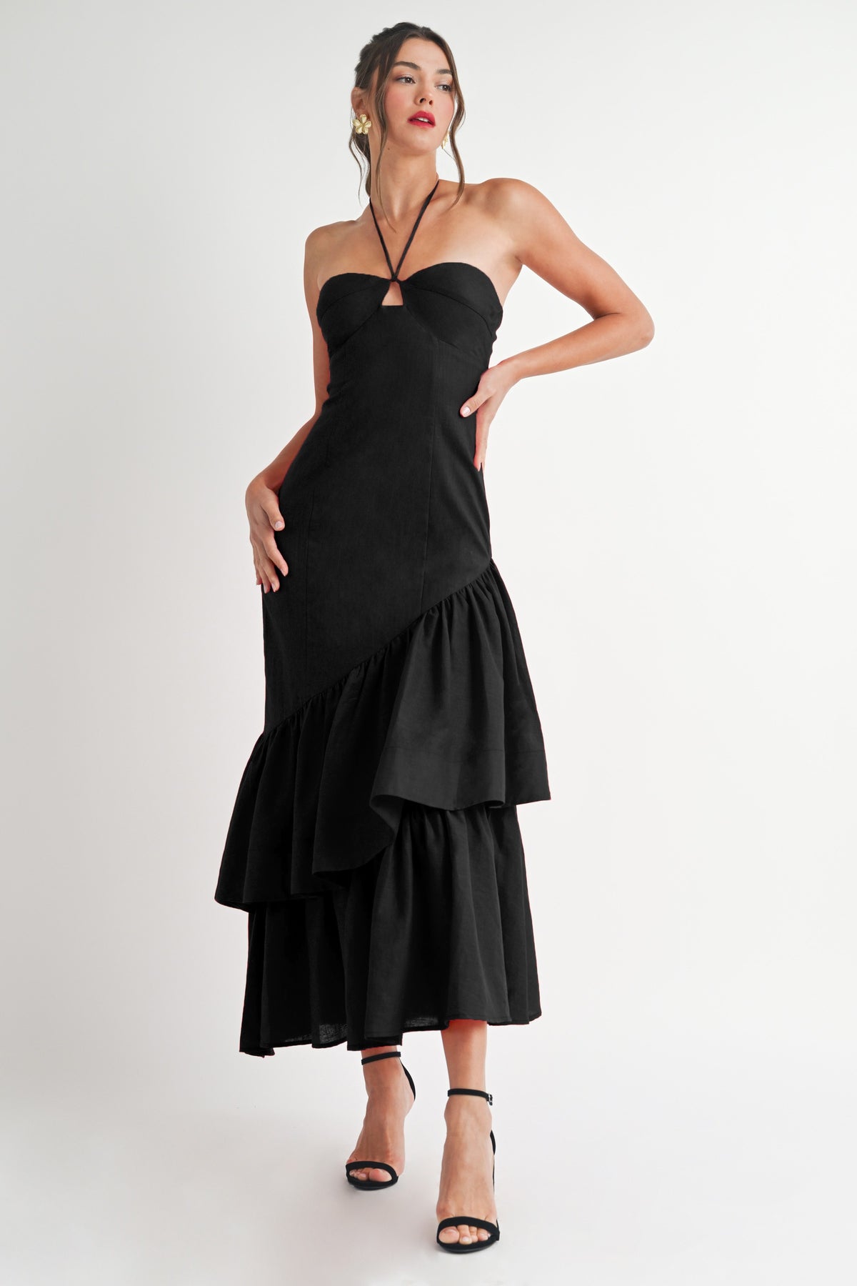 Ruffle Halter Maxi Dress