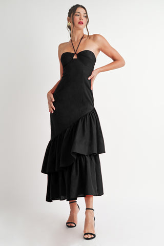 Ruffle Halter Maxi Dress