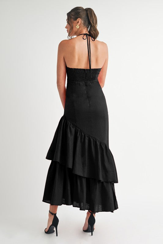 Ruffle Halter Maxi Dress