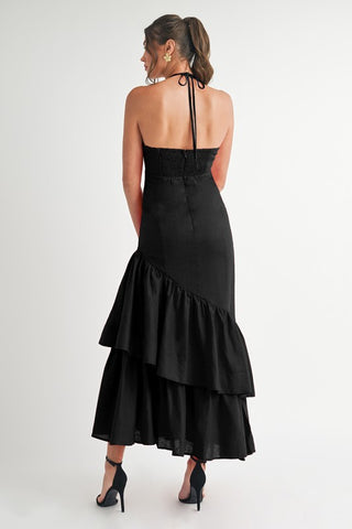 Ruffle Halter Maxi Dress