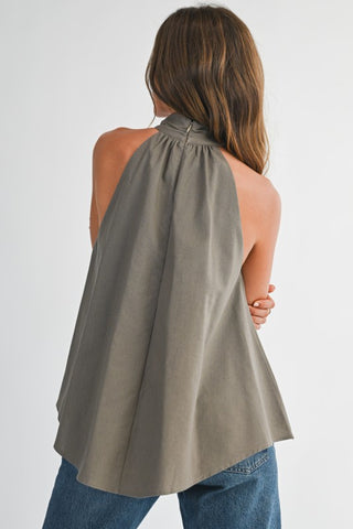 High Neck Flowy Halter Top