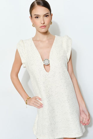 Luxe Sequins Texture Rhinestone Jeweled Mini Dress