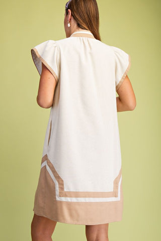 Linen V-neck Midi Dress