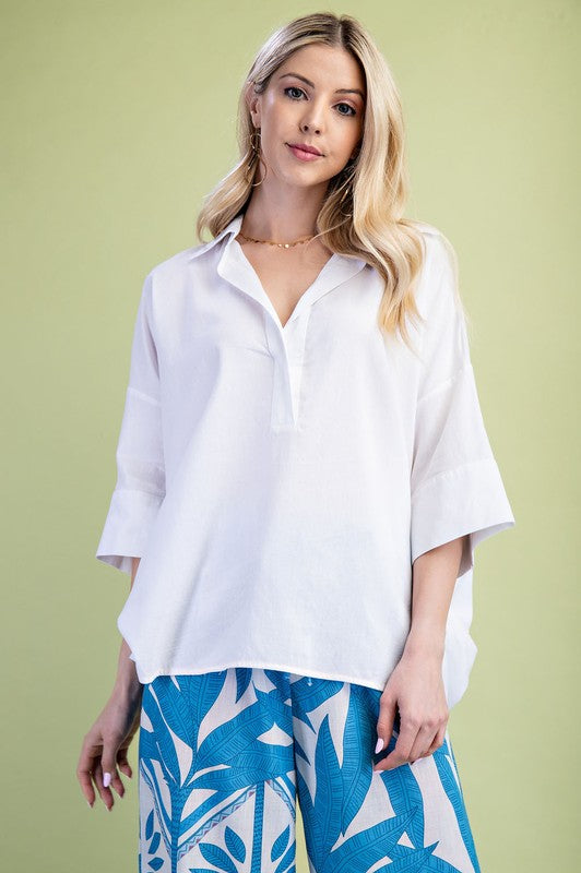 Lightweight V-neck Popover Shirt
