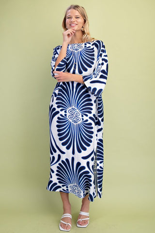Bold Print Pull Over Boat Neck Dress