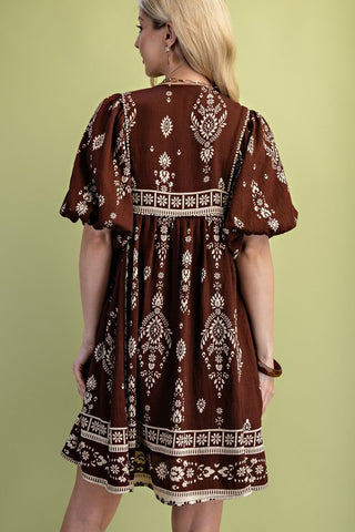 Printed Babydoll Mini Dress