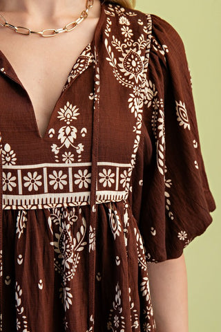 Printed Babydoll Mini Dress