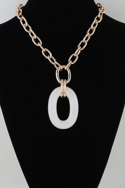Stone Loop Link Chain Statement Necklace