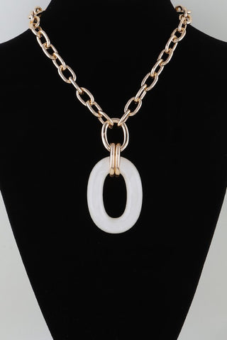 Stone Loop Link Chain Statement Necklace