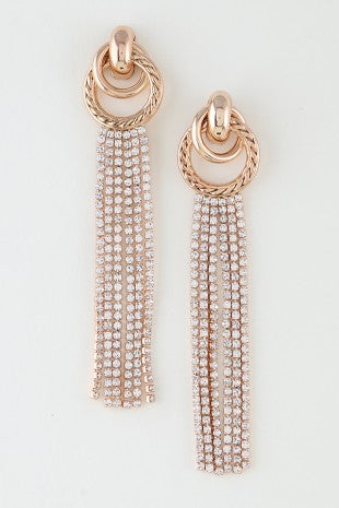 Twisted Rhinestone Curtain Drop Earrings