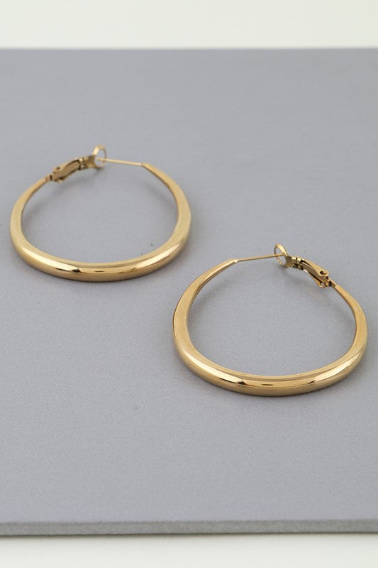 Modern Shiny Oval Crescent Hoop Earrings