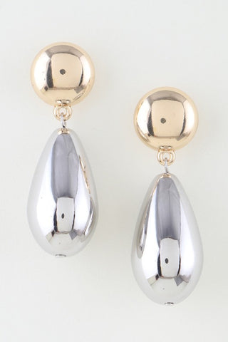 Two Toned Modern Teardrop Earrings