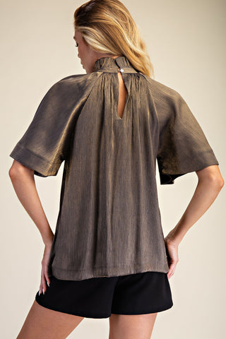 Ruffle Neck Raglan Sleeve Blouse