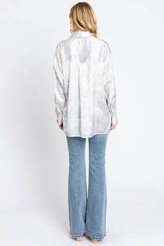 Marble Button Up Shirt Top