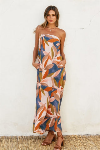 Strapless Tie Back Maxi Dress