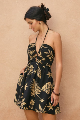 Coconut Kiss Ruched Halter Mini Dress