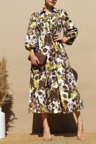 Printed Smock Top Midi Dresses