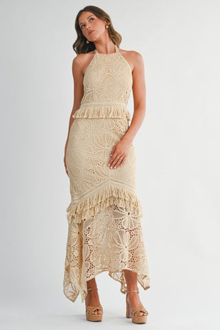 Handcrafted Crochet Fringe Maxi Dress