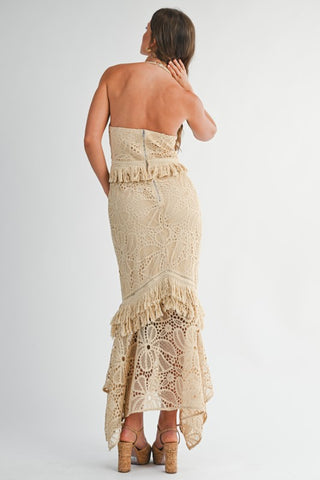 Handcrafted Crochet Fringe Maxi Dress