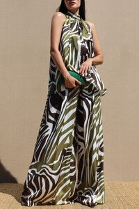 Loose Fit Satin Top And Pants Set