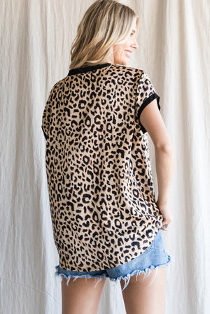Leopard Print V-neck Top