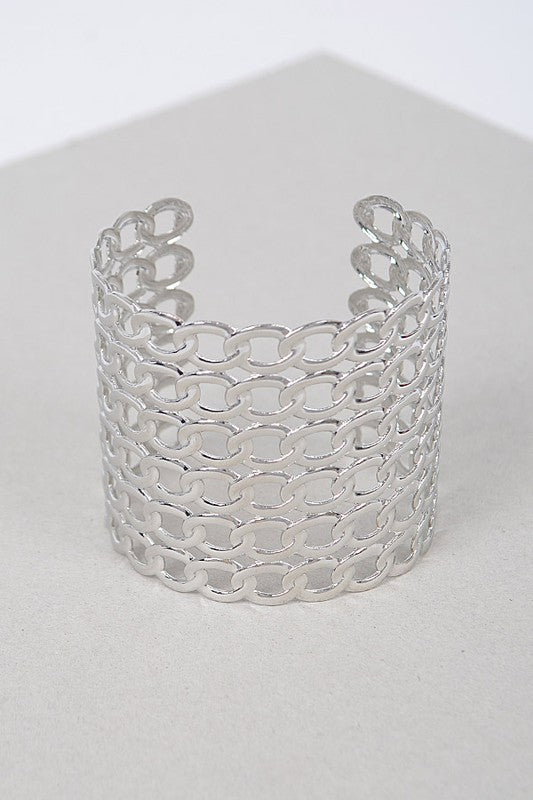 Wide Chain Metal Cuff Bracelet