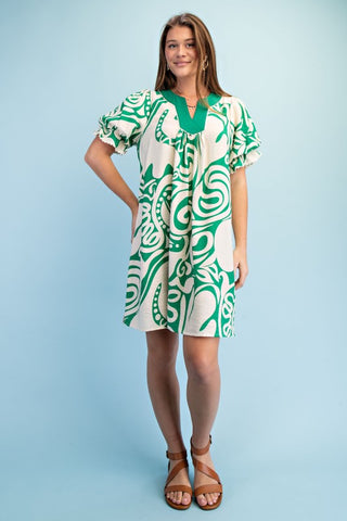 Printed Notch Neck Dress