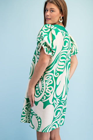 Printed Notch Neck Dress