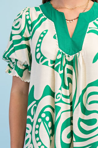 Printed Notch Neck Dress