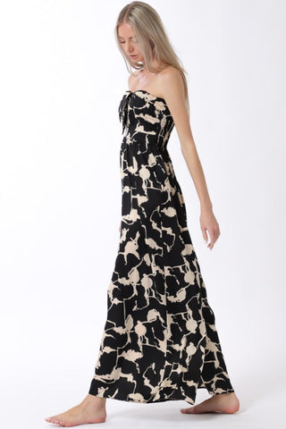 Tube Tie Front Chest Elastic Back Waisted Jumpsuit