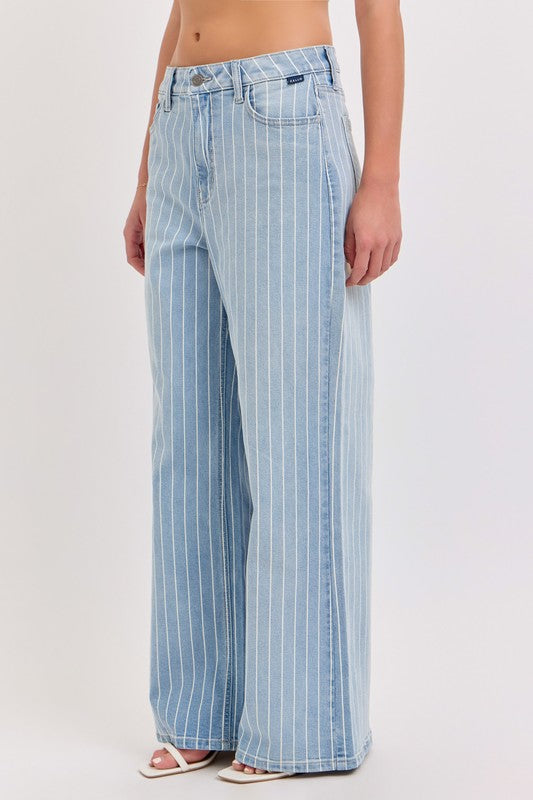 Stripe Low Waisted Baggy Wide Leg