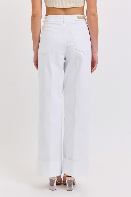 High Rise Wide Leg With Self High Cuffed Hem