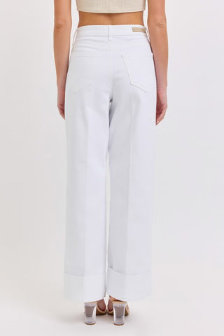 High Rise Wide Leg With Self High Cuffed Hem