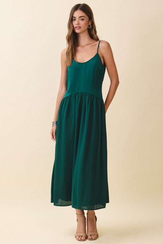 Scoop Neckline Sleeveless Flowy Hem Maxi Dress