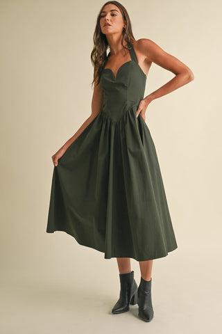 Sweetheart Halter Midi Sleeveless Dress
