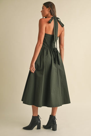 Sweetheart Halter Midi Sleeveless Dress
