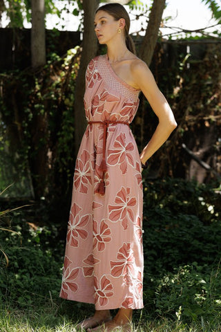 One-shoulder Floral Embroidered Jumpsuit