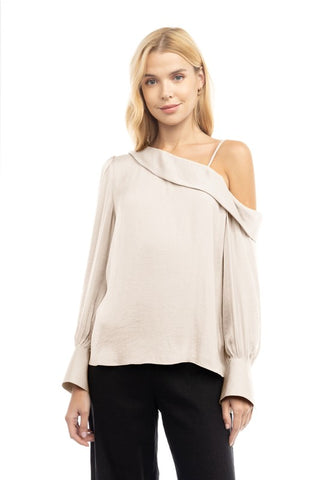 Long Sleeve Asymmetric Shoulder Blouse