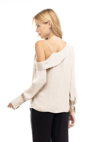 Long Sleeve Asymmetric Shoulder Blouse