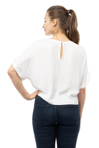 Satin T-shirt With Front Knot Detail