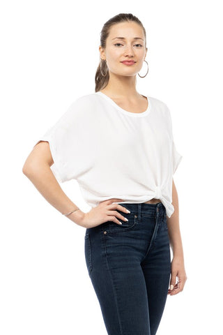 Satin T-shirt With Front Knot Detail