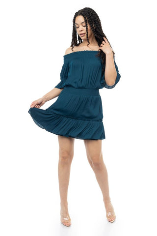 Off Shoulder Smocked Mini Dress