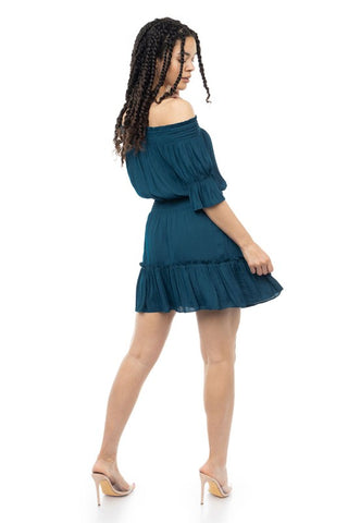 Off Shoulder Smocked Mini Dress