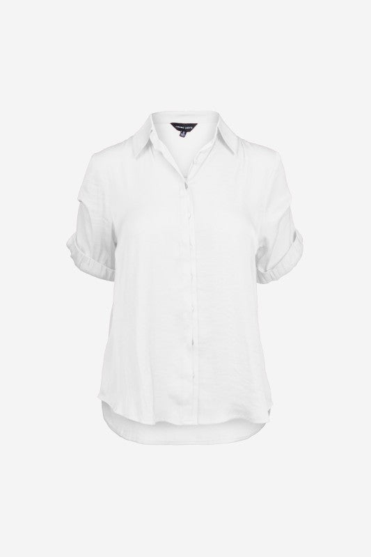 Pinned Short Sleeve Relaxed Blouse