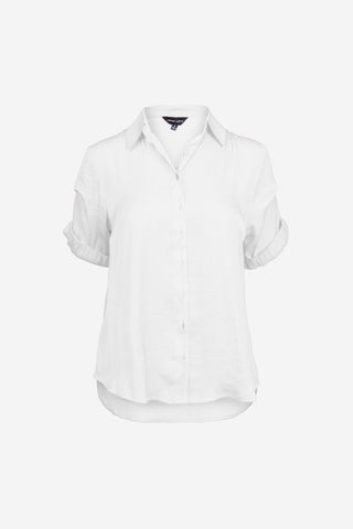 Pinned Short Sleeve Relaxed Blouse