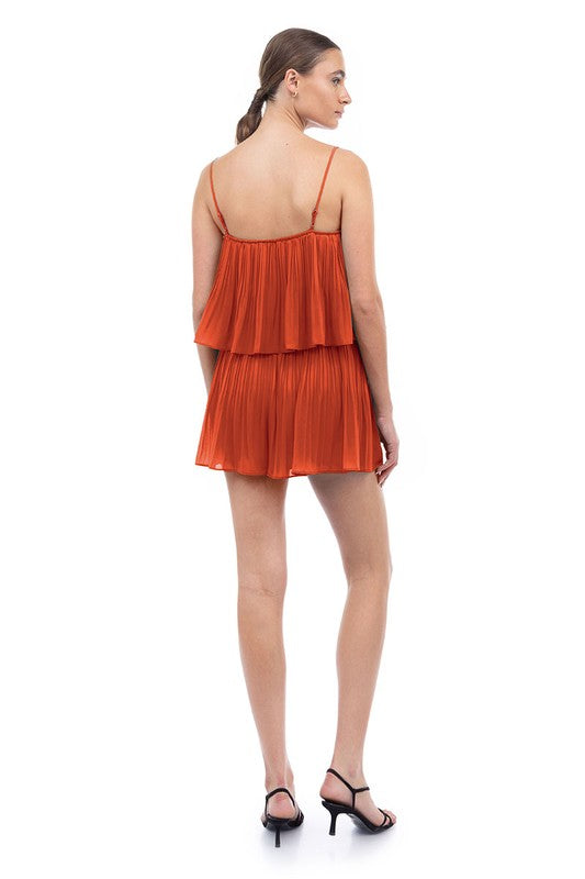 Strappy Short Pleated Romper