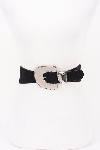 Faux Suede Metal Buckle Stretch Belt
