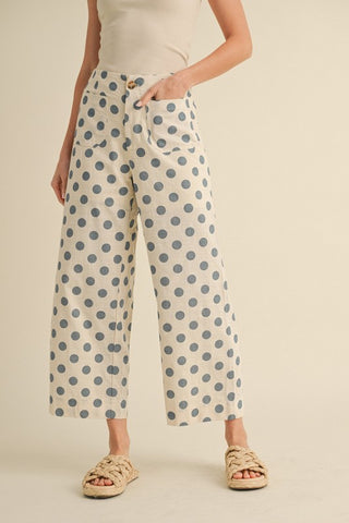 Polka Dot Print Wide Pants