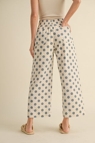 Polka Dot Print Wide Pants