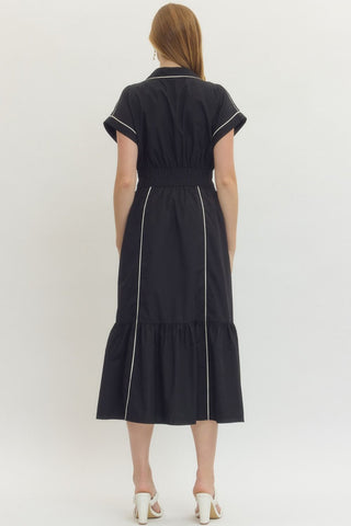 Solid short sleeve midi dress